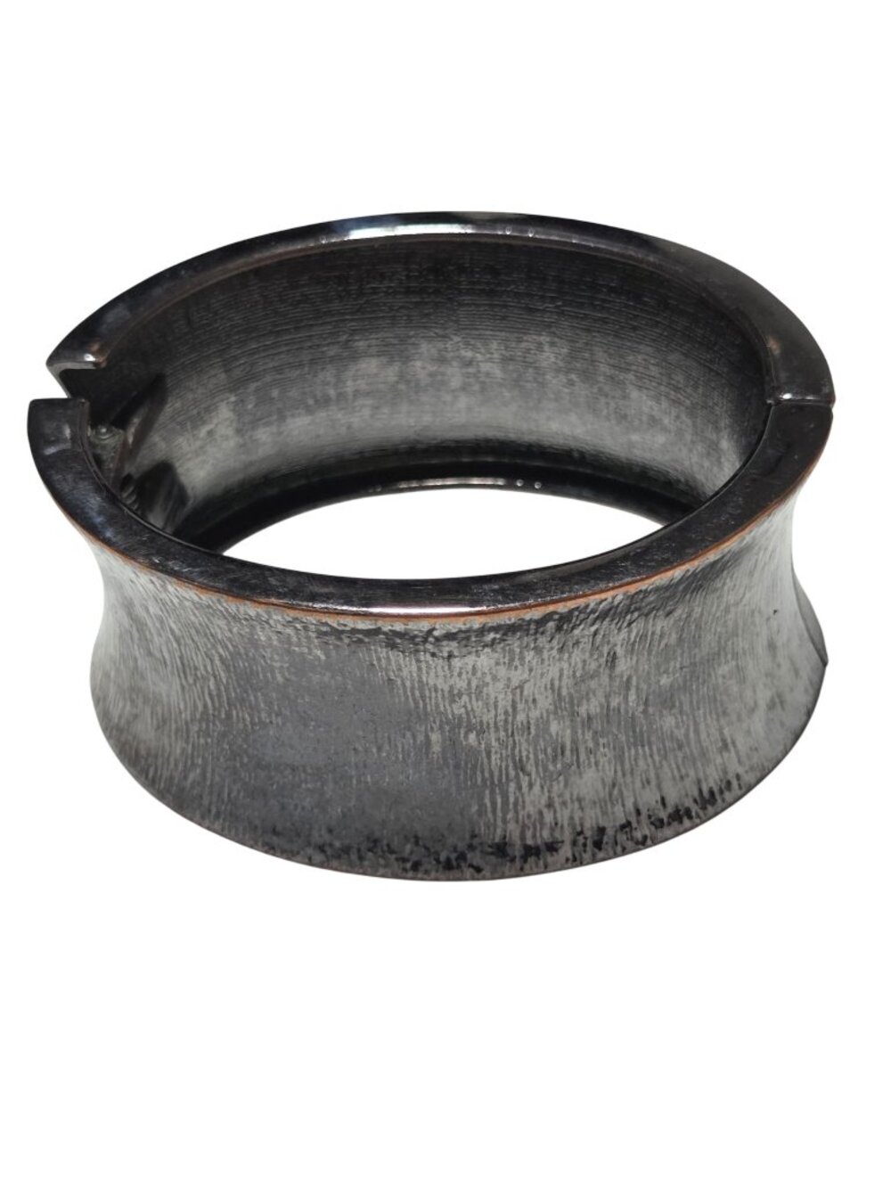 Vintage Hinged Silver Tone Cuff Bracelet Brushed Finish Chunky Gothic Fashion